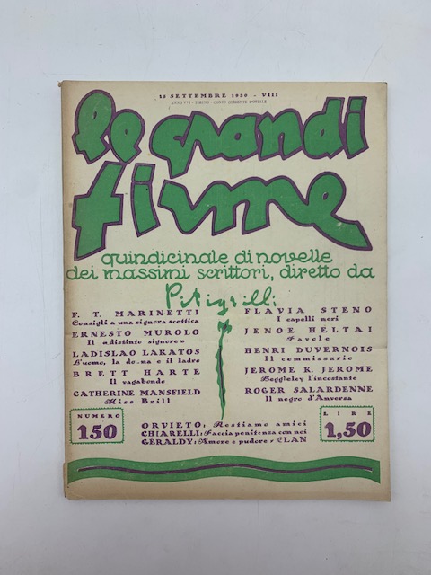 Le grandi firme. Quindicinale di novelle dei massimi scrittori diretto da Pitigrilli. Numero 150, 15 settembre 1930